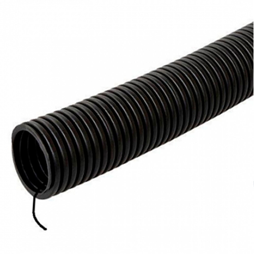 Труба ПВХ, гофрированная, легкая, с протяжкой, черная, Ø20 мм
