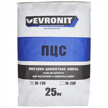 Смесь цементно-песчаная EVRONIT М150, 25 кг