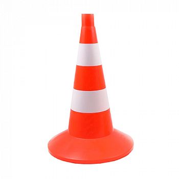 Конус сигнальный КС-2.4, мягкий, с 2 белыми полосами, 520 мм