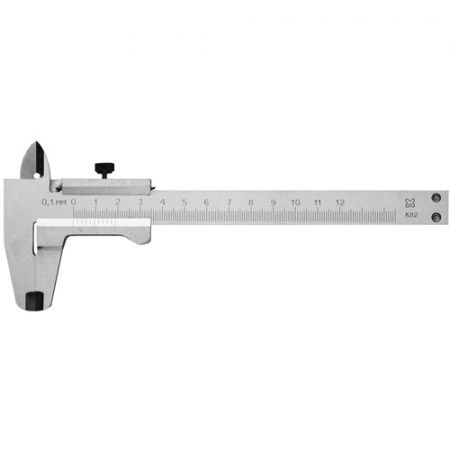 Штангенциркуль металлический, тип 1, класс точности 2, шаг 0.1 мм, 125 мм
