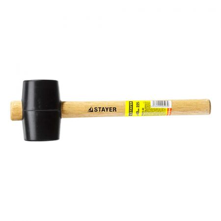 Киянка резиновая STAYER, деревянная ручка, черная, 225 гр
