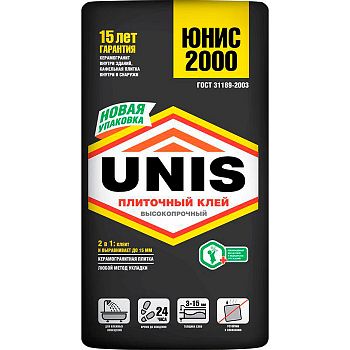Клей плиточный ЮНИС 2000, 25 кг