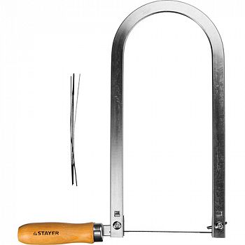 Лобзик STAYER MASTER, деревянная ручка, в наборе с 6 полотнами, 130 х 250 мм