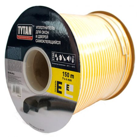 Уплотнитель для окон TYTAN, Е-профиль, белый, 9 мм х 4 мм
