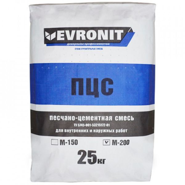 Смесь цементно-песчаная ЕВРОНИТ М200, 25 кг