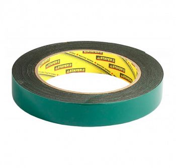 Лента клейкая STAYER PROFI, двухсторонняя, монтажная, черная, 19 мм х 5 м