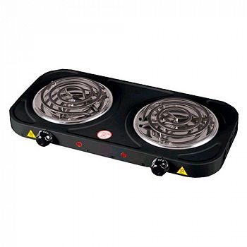 Электроплитка ENERGY, 2 конфорки, спираль, черная