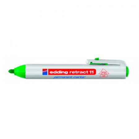 Перманентный маркер Edding retract 11 c кнопочным механизмом, круглый наконечник, 1,5-3 мм, зеленый