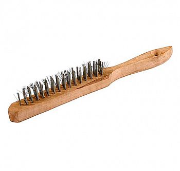 Щетка стальная ТЕВТОН, с деревянной рукояткой, 4 ряда