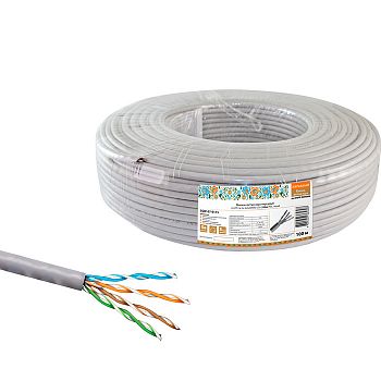 Кабель витая пара народный TDM F/UTP Cat 5e 4х2х24AWG CCA 305м ПВХ, серый