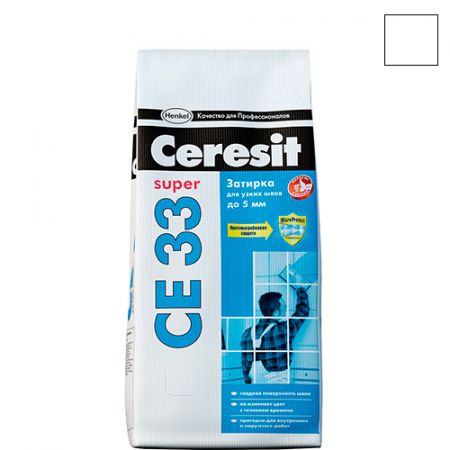 Затирка для узких швов CERESIT СЕ 33, белая, 5 кг