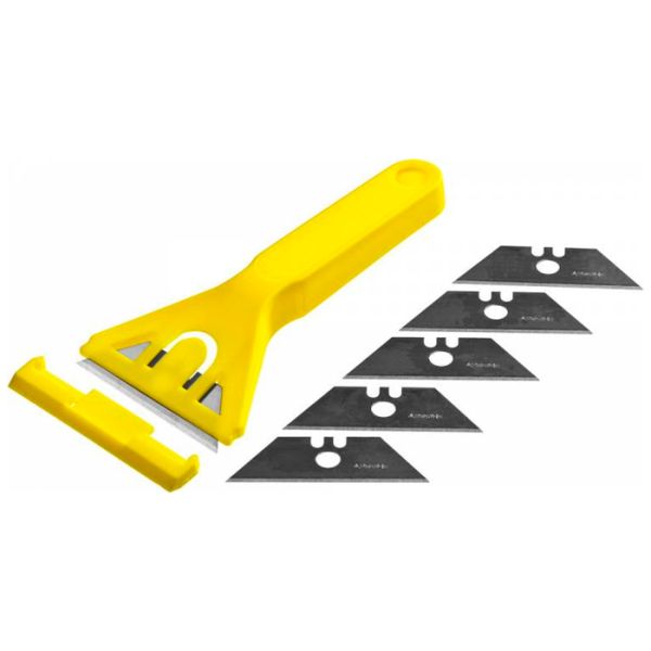 Пластмассовый скребок STAYER STANDARD, в наборе с 5 лезвиями, 60 мм