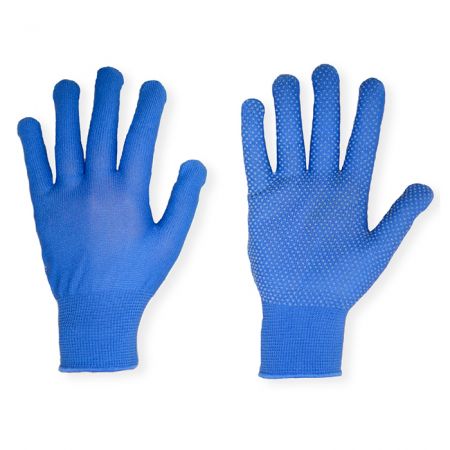 Перчатки Нейлон с ПВХ, микроточка, черные, синие