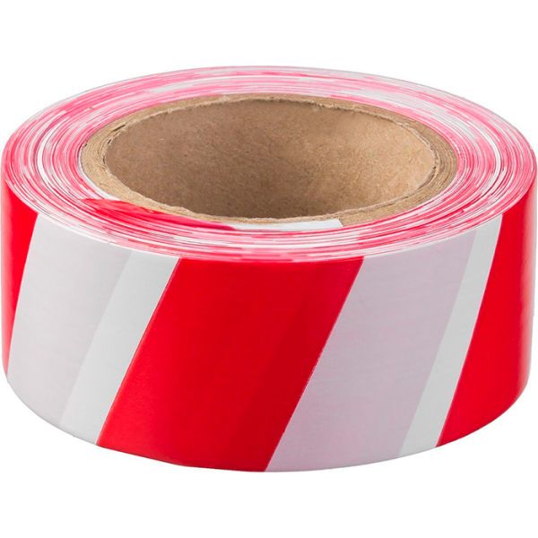 Лента оградительная 48мм*150м красно-белая арт 509