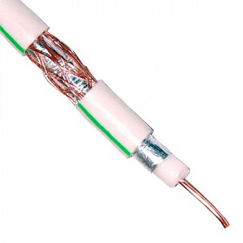 Кабель RG-6 75 Ом 64% 0,9мм 6,8мм коакс белый Cu/Al/Cu