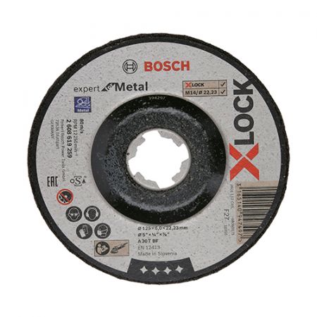 Обдирочный круг с опущенным центром Bosch Expert for Metal X-LOCK 125x6x22,23